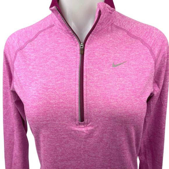 Nike Dri-Fit Womens Pink 1/4 Zip Long Sleeve Pullover Athletic Sweatshirt Top S - Picture 3 of 5